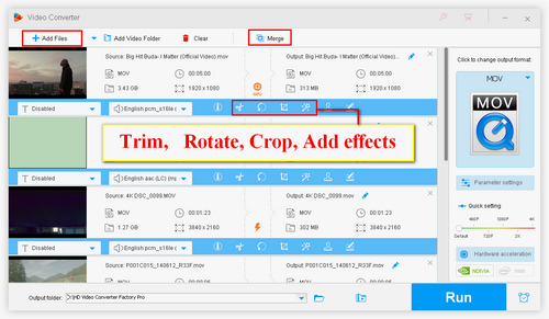 Add MOV Files into the Software