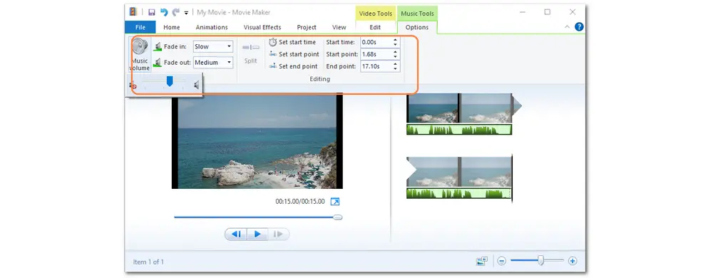 Windows Movie Maker Edit MP3