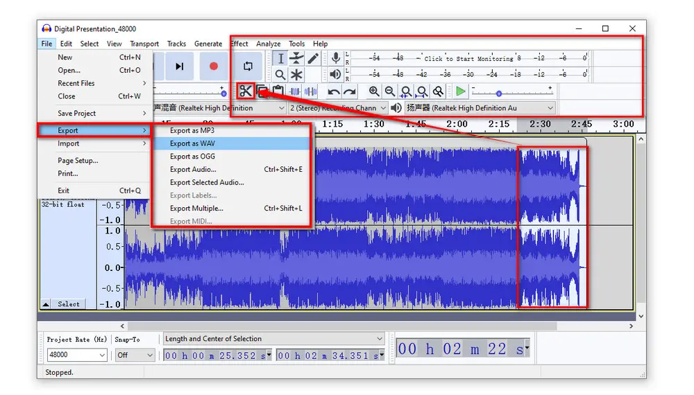 Audacity Export WAV