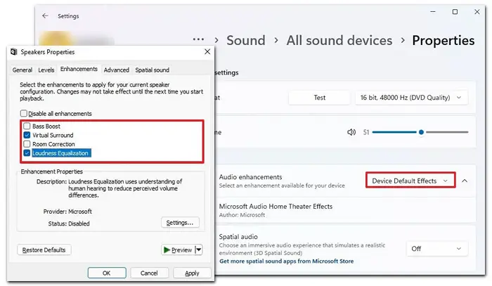 Audio Enhancements Windows 11