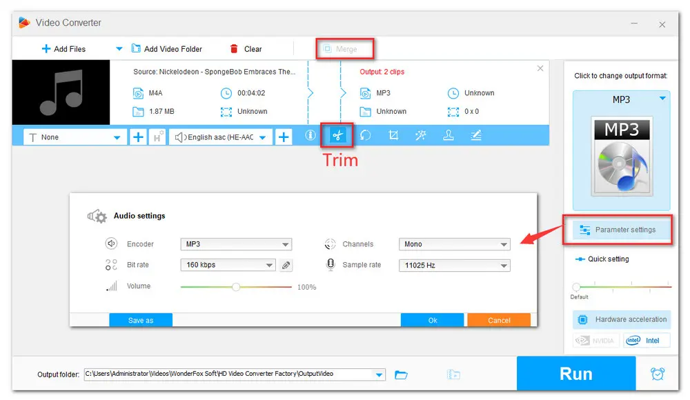 Modify the Audio Parameters