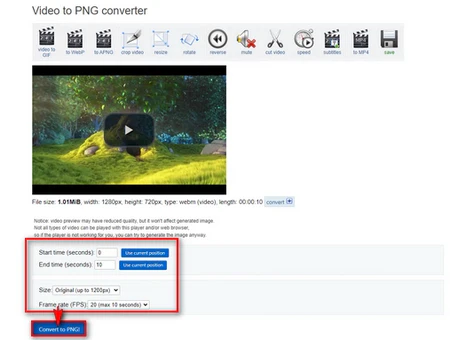 Extract Video Frames Online with Ezgif