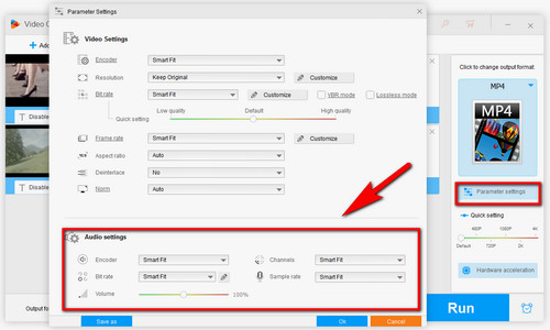 Set advanced audio parameters