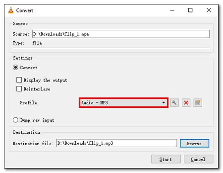 How to take audio from video with VLC