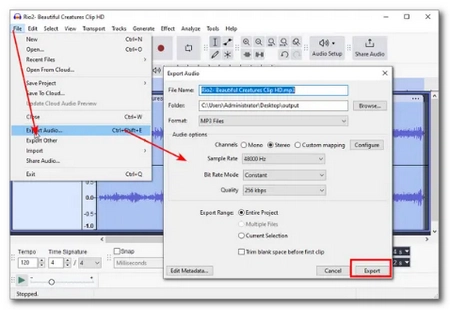 Extract Audio from Video in Audacity