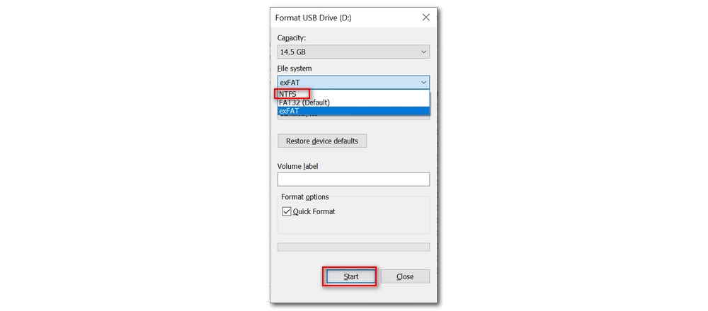 Reformat FAT32 into NTFS