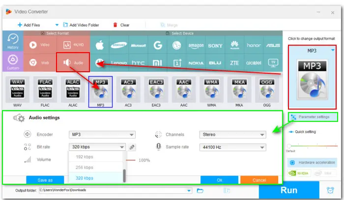 Select MP3 as the Output Format