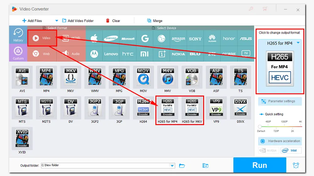 Select H.265 Format