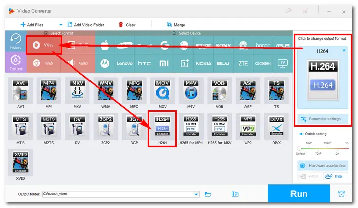 Choose H264 Format