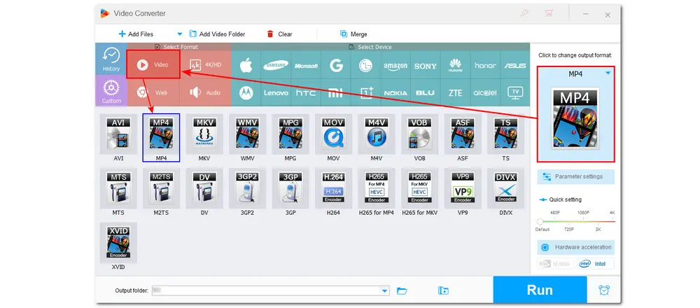 Select MP4 as Output Format