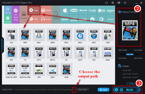 Choose the output format 