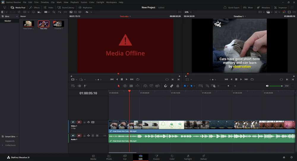 Import both the problem file and a small clip that has worked before
