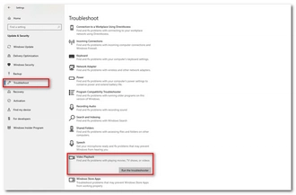 Run Video Playback Troubleshooter