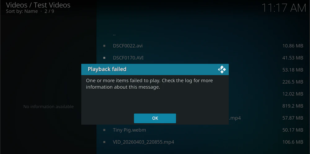 Kodi Playback Failed