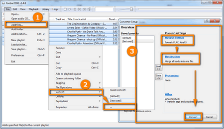 Merge FLAC Files with Free Foobar2000