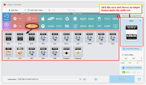 Choose the output format - FLAC