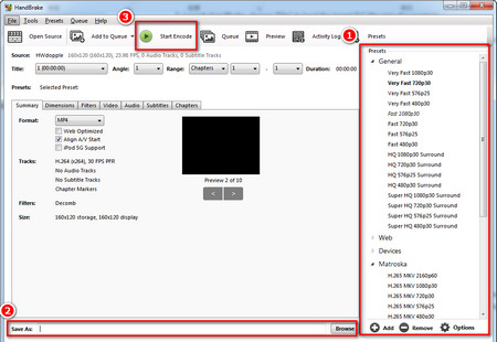 Convert FLC files using HandBrake