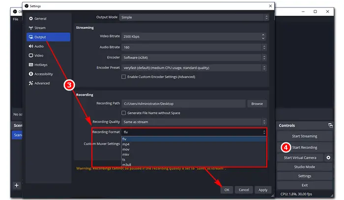 OBS FLV Screen Recorder