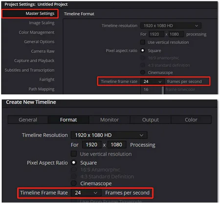 Change FPS in DaVinci Resolve