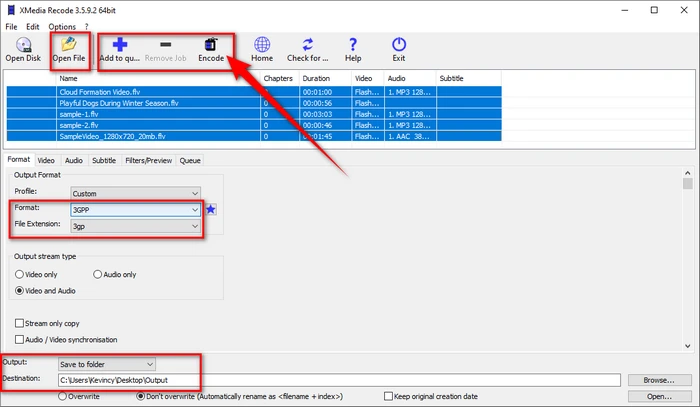 XMedia Recode Convert FLV to 3GP