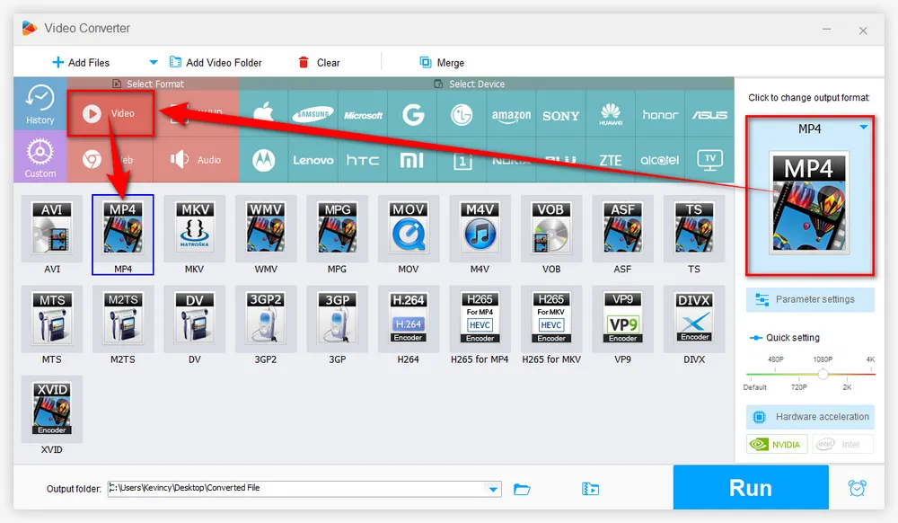 Select an Output Video Format