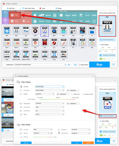 Choose MPG as Output Format