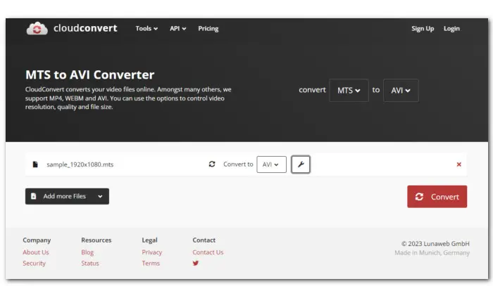 Free Online MTS to AVI Conversion Tool