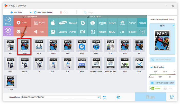 Select Output Format from a Wide Range of Formats and Devices