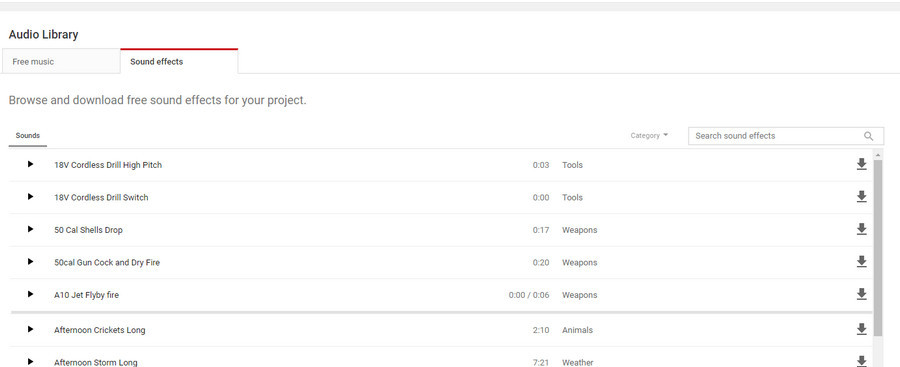 YouTube sound effects 
