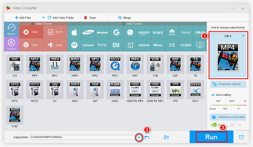 Choose an output Format & Folder and Start the Process