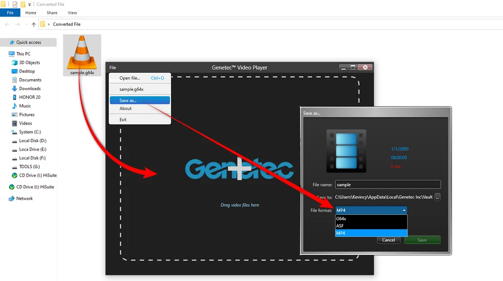 Convert G64/G64X to MP4 in Genetec Video Player