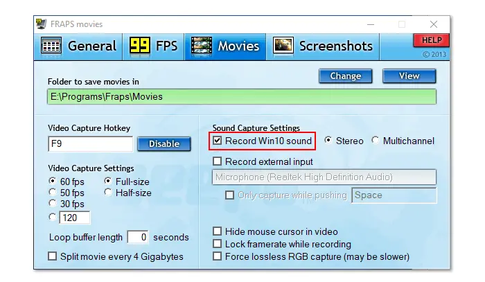 Fraps Record Game and Audio