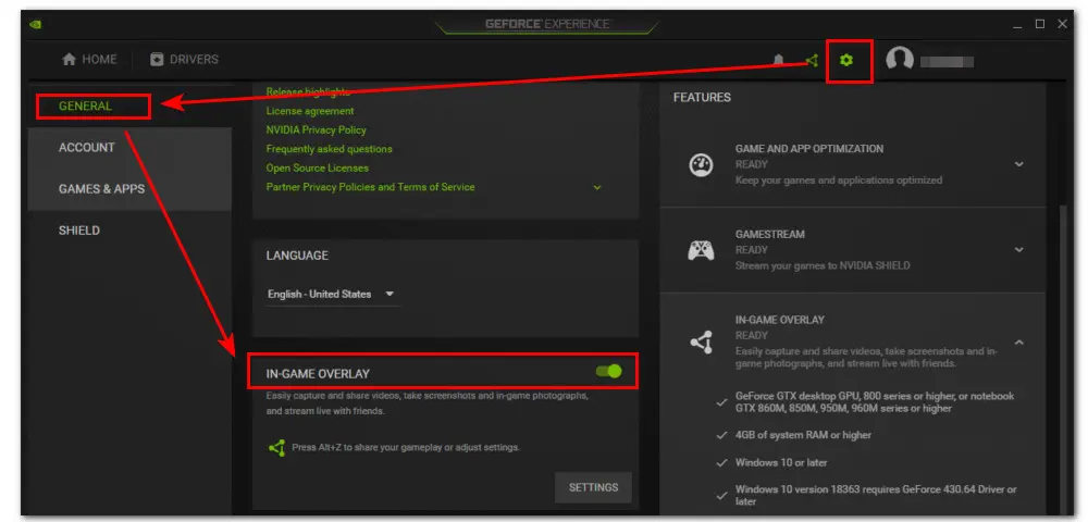 Enable the GeForce Experience In-game Overlay 