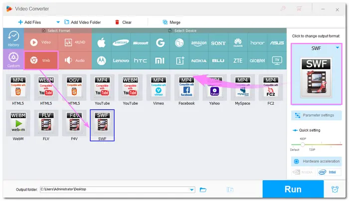 Select SWF Format