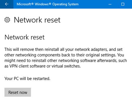 Reset Network Connection