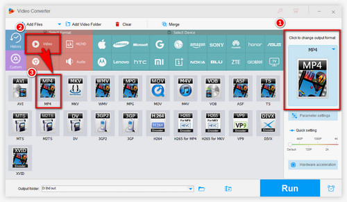 Select Video Output Format of GoPro HEVC