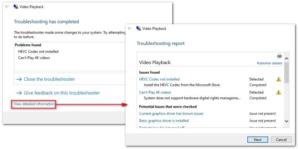 Run the Video Playback Troubleshooter