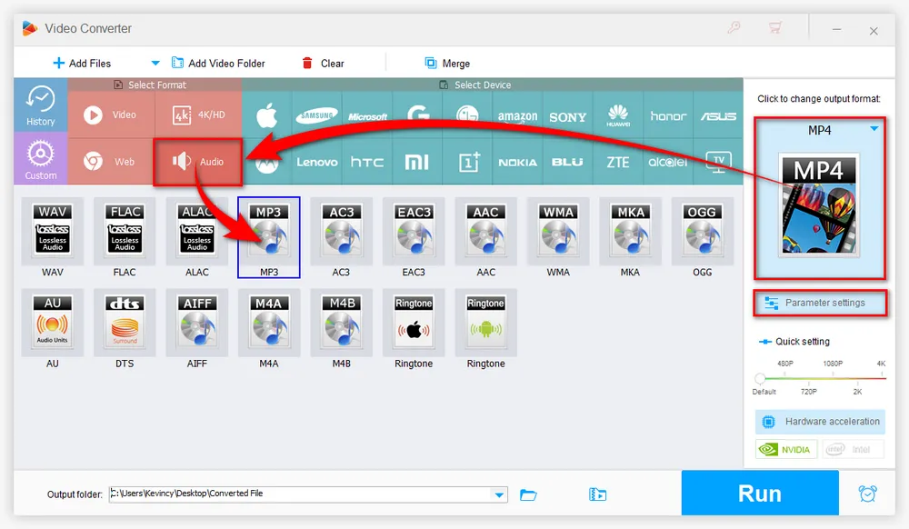 Select MP3 as the Output Format