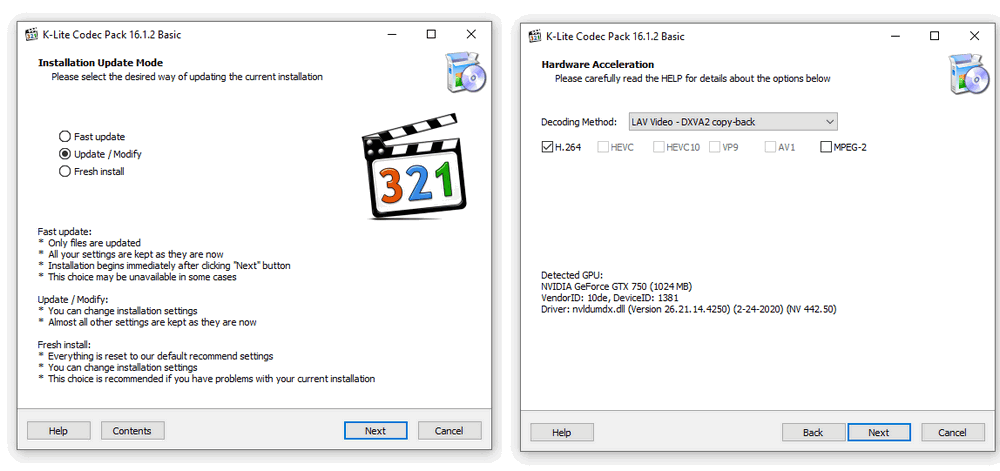 h 264 codec when media player