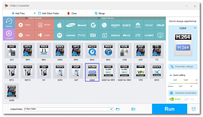 Choose the H.264 Encoder