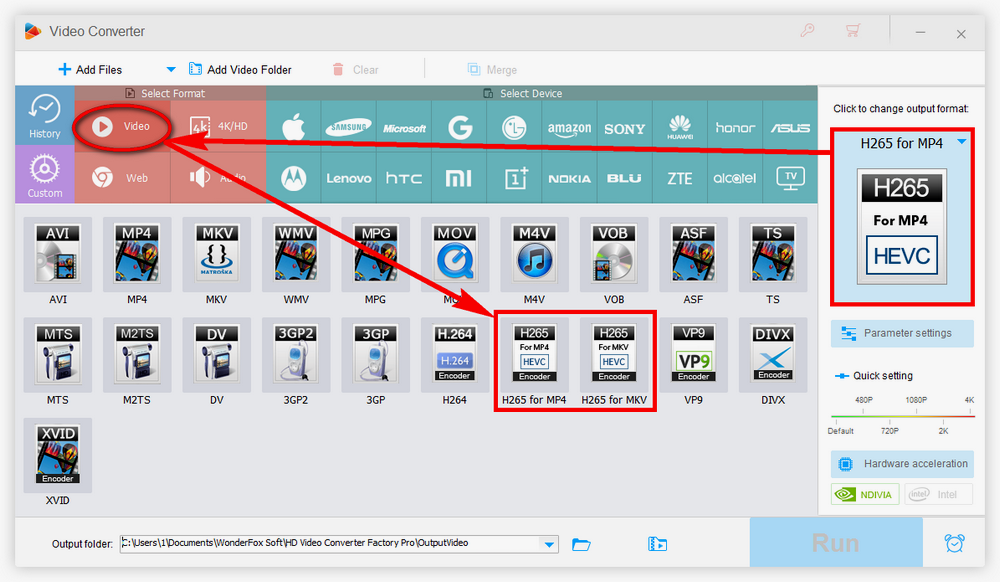 Choose H265 Encoder