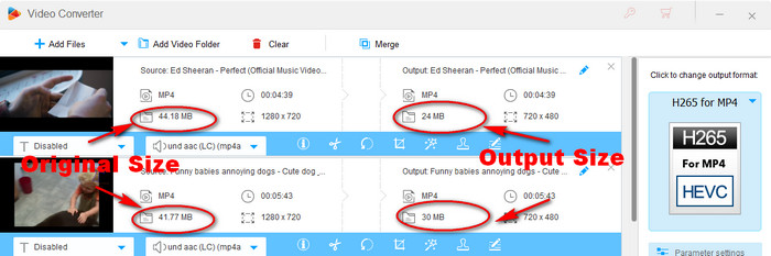 Original size VS Output Size