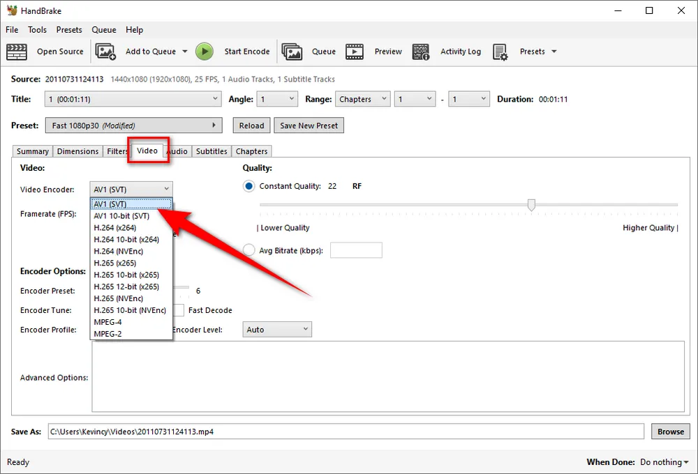 HandBrake AV1 Encoding