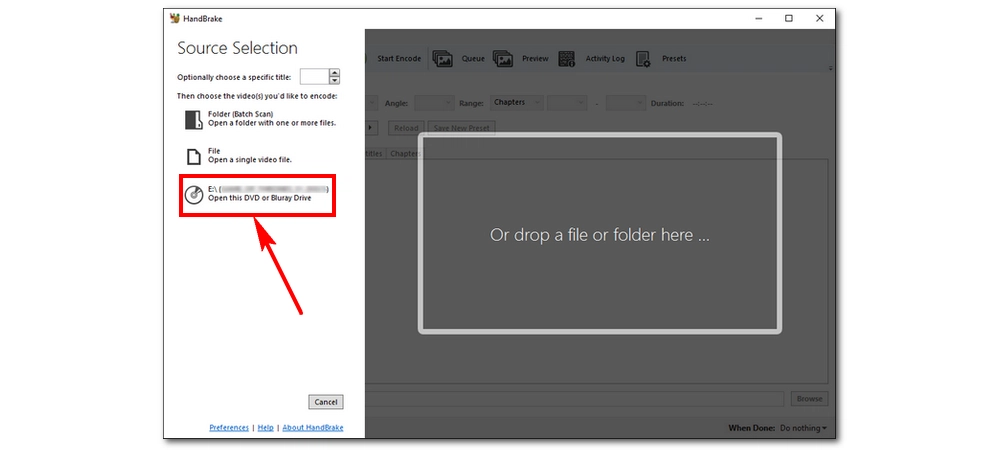 HandBrake DVD to MP4 – Select Source