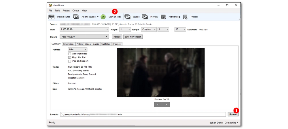 HandBrake DVD to MP4 – Start Encode