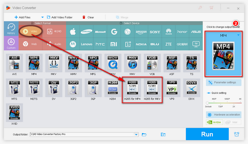 Choose the output format 