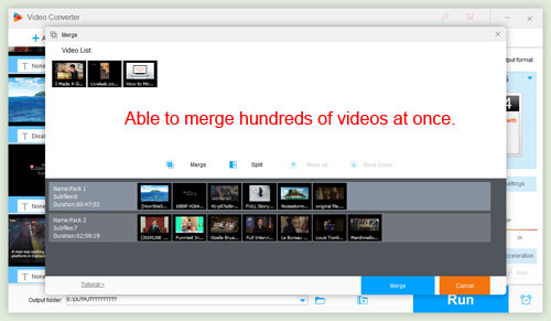 Able to merge hundreds of videos at once