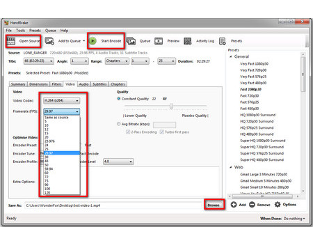 Handbrake Settings for PAL to NTSC