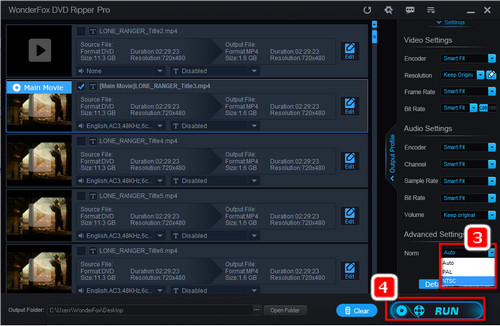 Choose NTSC Format and Start the Conversion