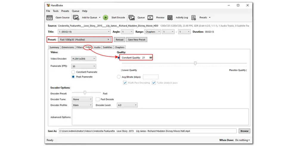 Adjust Video Quality: